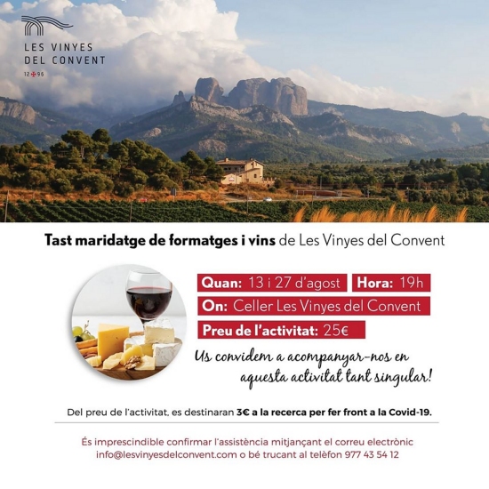 [AJORNAT] Tast maridatge de formatges i vins de Les Vinyes del Convent 