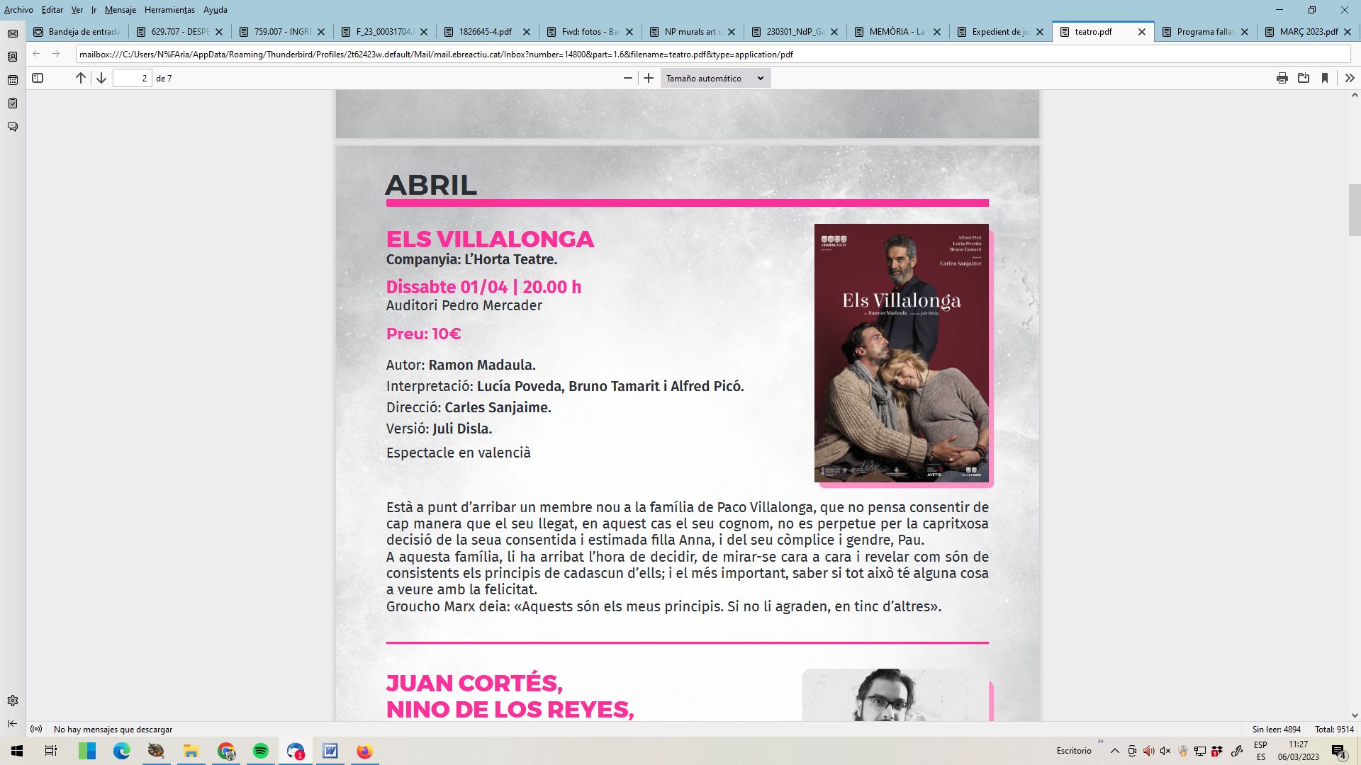 Temporada de teatre Benicarl: Els Villalonga