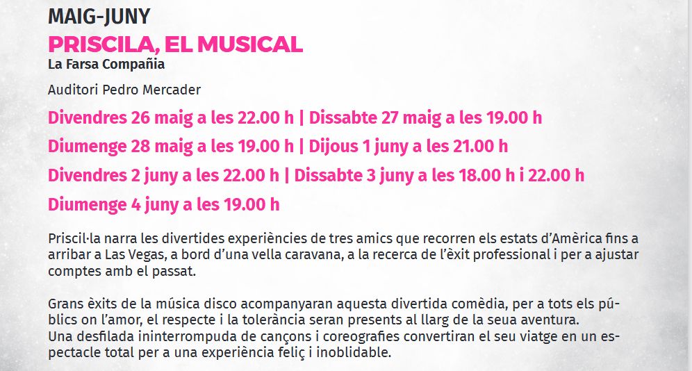 Temporada de teatre Benicarl: Priscila, el musical