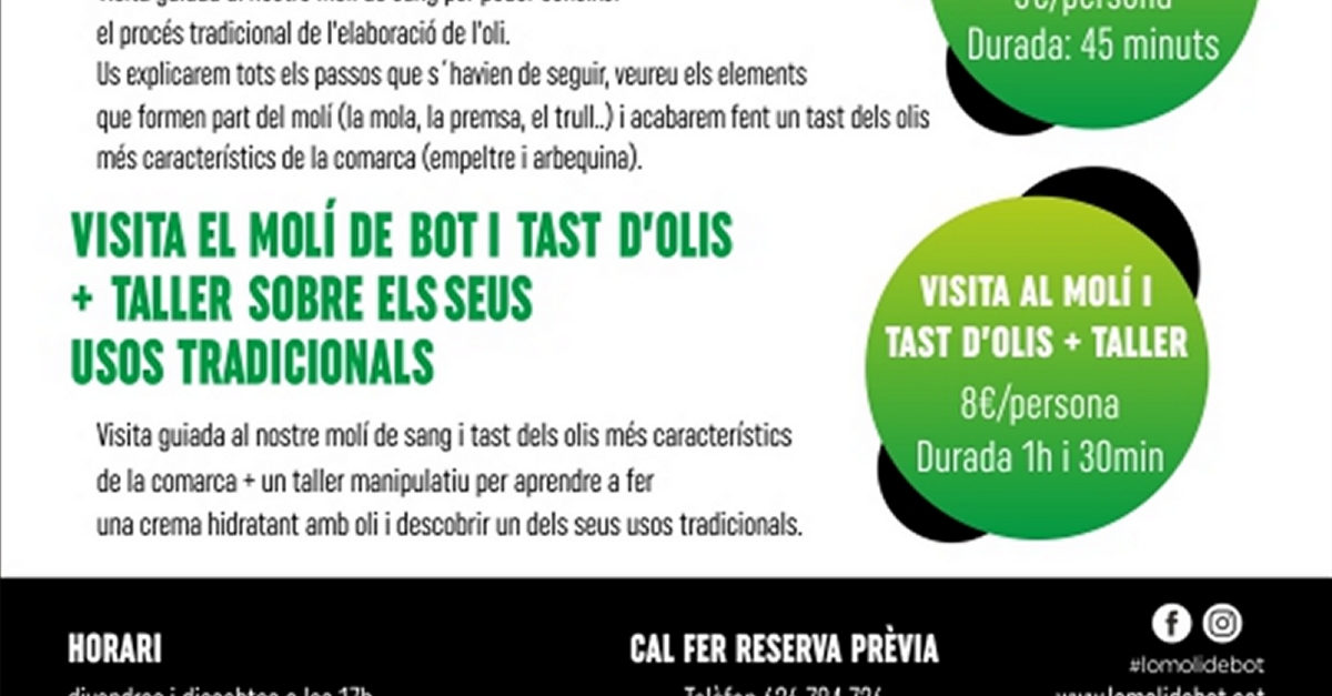 Visita al Mol doli de Bot i tast dolis + taller sobre els seus usos tradicionals